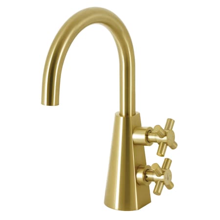 Kingston Brass Two-Handle Single-Hole Bathroom Faucet with Push Pop-Up, Brushed Brass KS2297DX